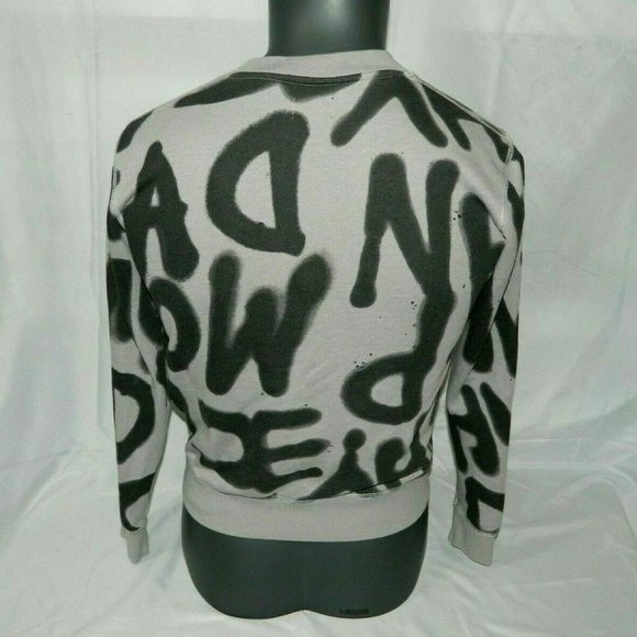 Cheap Monday Graffiti Crewneck long sleeve Sweatshirt Womens Small gray Black - Picture 5 of 6